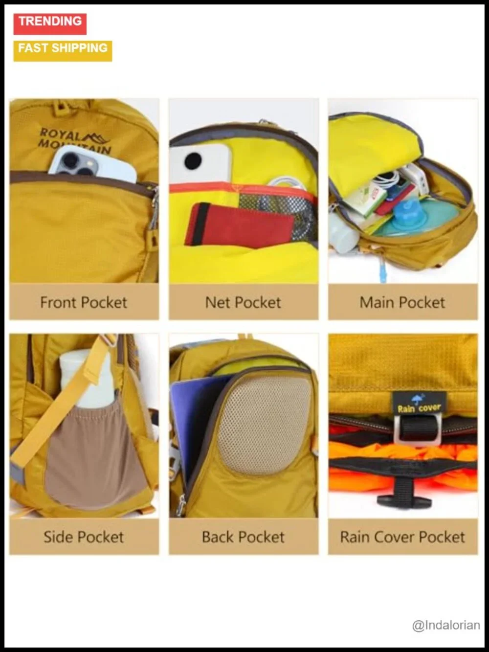 30L Hiking Backpack with Rain Cover, Lightweight Nylon Outdoor Camping